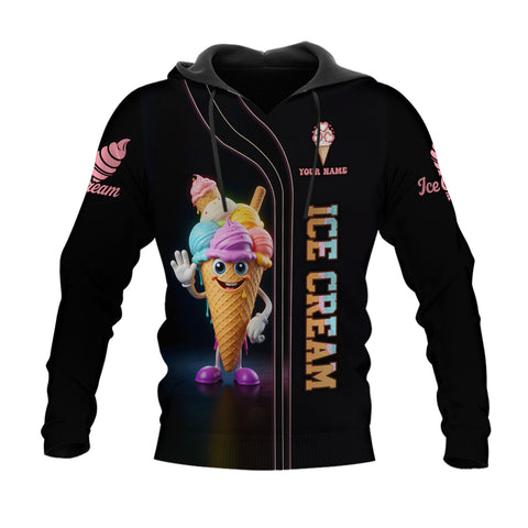 3D Pattern Printed Ice Cream T-Shirt Design, Short Sleeve Tee Women's Graphic Top Casual Wear, Unique Gift