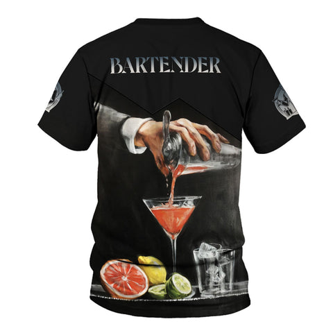 Personalized Bartender 3D Shirt, Custom Name Bartender Tshirts, Bartending 3D shirts for Bartender, Barista Camisas Tshirt for Men