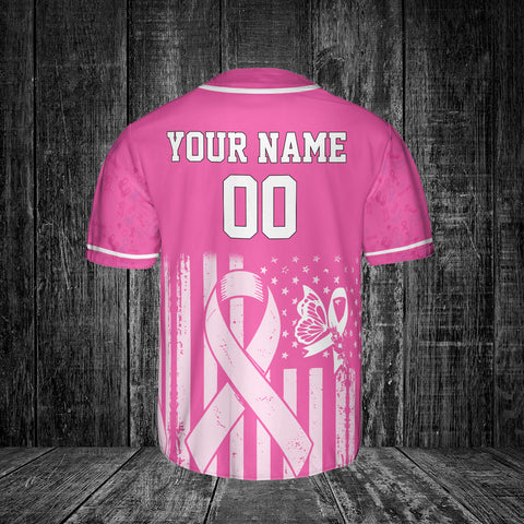 Personalized Name and Team Name Number Breast Cancer Baseball Jersey, Baseball Breast Cancer Survivor Pride shirt
