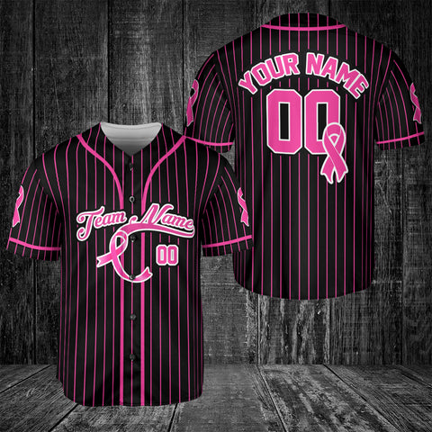 Customized Name Team Name Number Breast Cancer Baseball Jersey, Breast Cancer Survivor Pride unisex shirt for women men