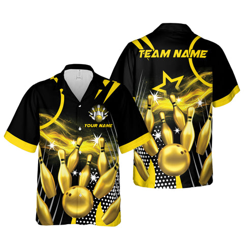 Customize Name Team Name Bowling Hawaiian 3D Shirts for Men and Women, Bowling Hawaii Shirts for Bowling Team, Bowling fan Gift