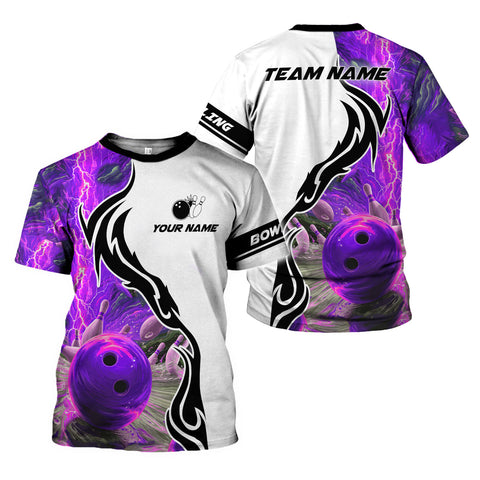 Custom Name Team Name Bowling 3D Shirt, Bowling Shirts for Men Women, Short Sleeve Shirts for Team Bowling