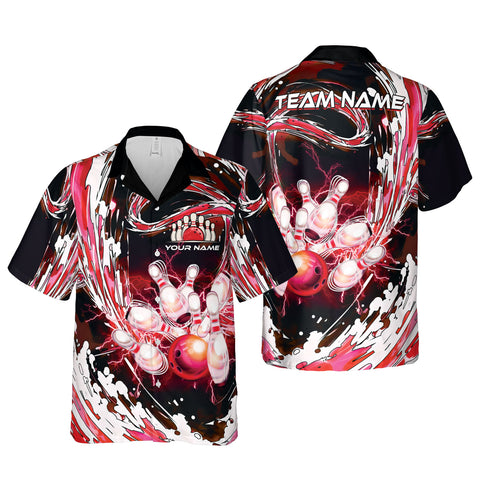 Customize Name Team Name Bowling Hawaii 3D Shirts for Men and Women, Bowling Hawaiin Shirts for Bowling Team