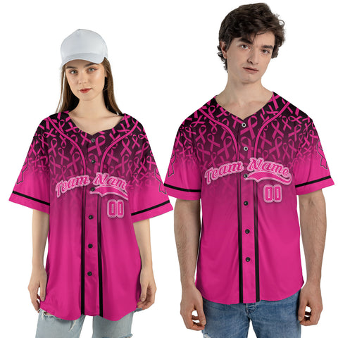 Customized Name Number Team Name Breast Cancer Baseball Jersey, Breast Cancer Survivor Pride unisex shirt for women men