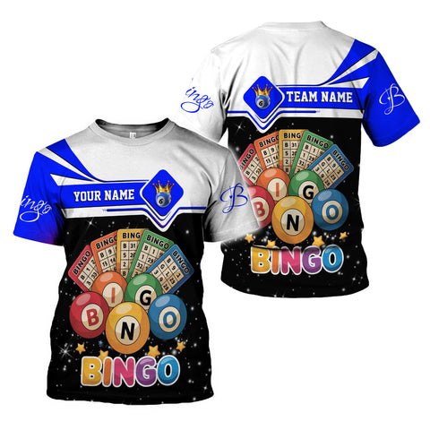 Personalized Team Name and Name colorful BINGO 3D Shirt, Custom Bingo game Shirts for Team, Men Women unisex T shirt
