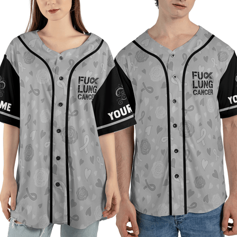 Personalized Name Lung Cancer Jersey, Fck Lung Cancer Awareness Baseball Jersey for women men
