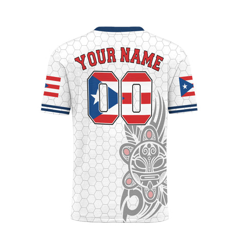 Personalized Puerto Rico Soccer Jersey, Men Quick Dry Shirt Printed Hispanic Heritage Month Boricua Rican Flag, Football Uniforms for Team