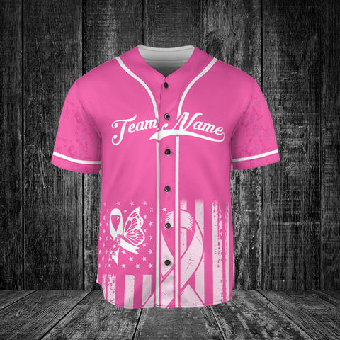 Personalized Name and Team Name Breast Cancer Jersey, Baseball Breast Cancer Survivor Pride Jersey