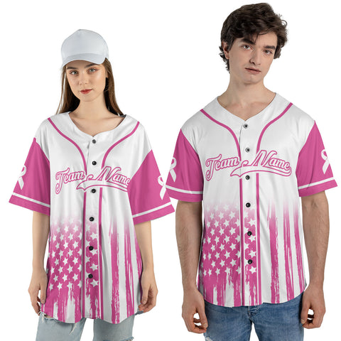 Personalized Name and Team Name Number America Breast Cancer Baseball Jersey, Breast Cancer Survivor Pride shirt