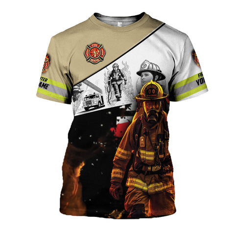 Personalized Firefighter 3dShirt, Custom Name Fire Man Firefighter Gift shirt, Unisex Tshirts 3D for Men Women