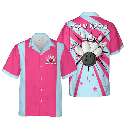Personalized Name Team Name Bowling Hawaii Shirts for Men and Women 3D, Bowling Hawaiian Shirts for Team Bowling, Bowling fan Gift