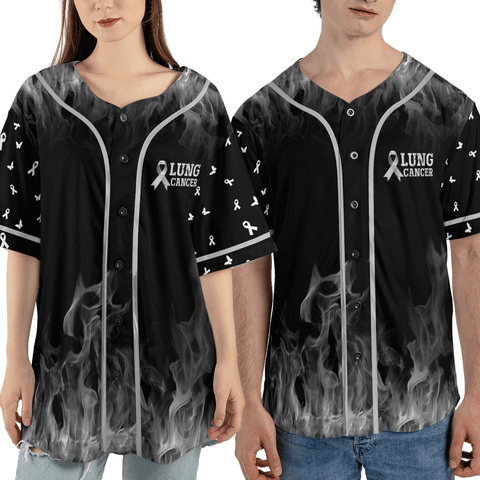 Customized Name Lung Cancer Jersey, Lung Cancer Awareness Fight for the cure Baseball Jersey for women men