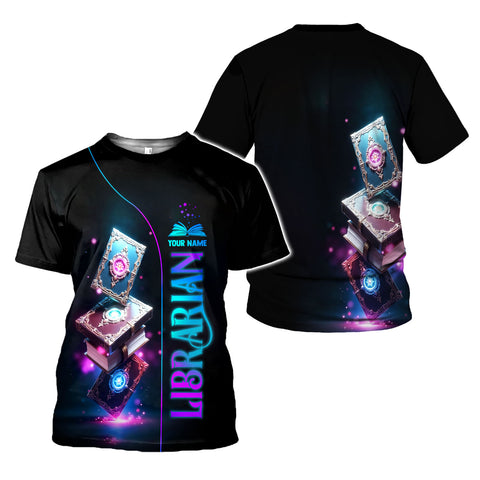 Personalized Librarian 3D Shirt with Name, sweatshirt hoodie zip hoodie Librarian 3D shirt for Women Men
