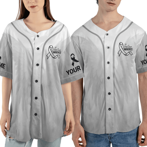 Customized Name Lung Cancer Jersey, Lung Cancer Awareness Christian Baseball Jersey for women men