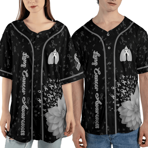 Customized Name Lung Cancer Awareness Jersey, Lung Cancer Baseball Jersey for women men