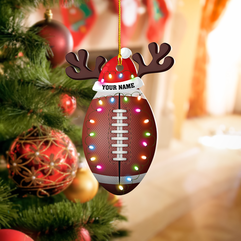 Personalized Football Ornament, Football Player Acrylic 2D Shape Flat Ornament, Football Helmet Ornament, Sport Lovers Ornaments, Christmas Pine Tree Hanging Gift