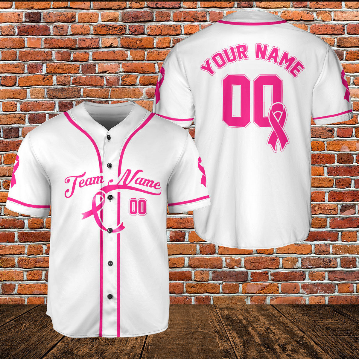 Customized Name Team Name Number Breast Cancer Baseball Jersey, Breast Cancer Survivor Pride unisex shirt for women men