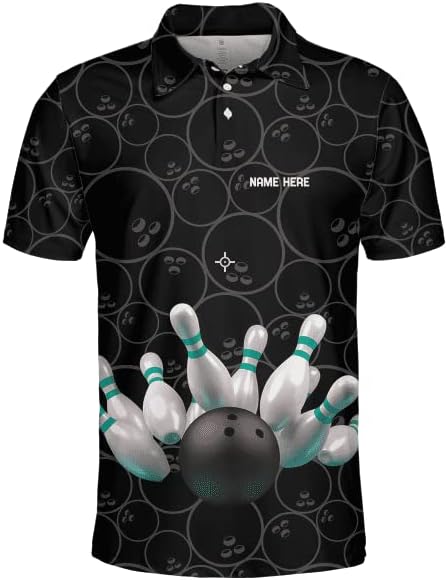 Ligthuy Personalized Name Bowling Polo Shirts 3D for Men and Women, Bowling Shirt, Bowling Shirts for Men Team Bowling Shirt