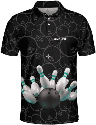 Ligthuy Personalized Name Bowling Polo Shirts 3D for Men and Women, Bowling Shirt, Bowling Shirts for Men Team Bowling Shirt