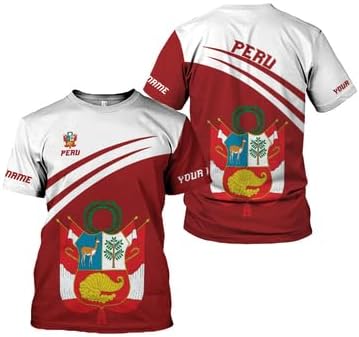 MAPrints Personalized Name Peru Shirts for Men and Women, Custom Peru 3D Tshirt, Peru Flag Pride Shirt, Peruvian Camisa Shirt