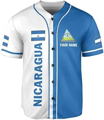 AOVL Personalized Nicaragua Baseball Jersey, Custom Nicaragua Baseball Jersey for Men & Women, Nicaraguan Camisas Shirt