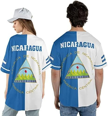 AOVL Personalized Nicaragua Baseball Jersey, Custom Nicaragua Baseball Jersey for Men & Women, Nicaraguan Camisas Shirt