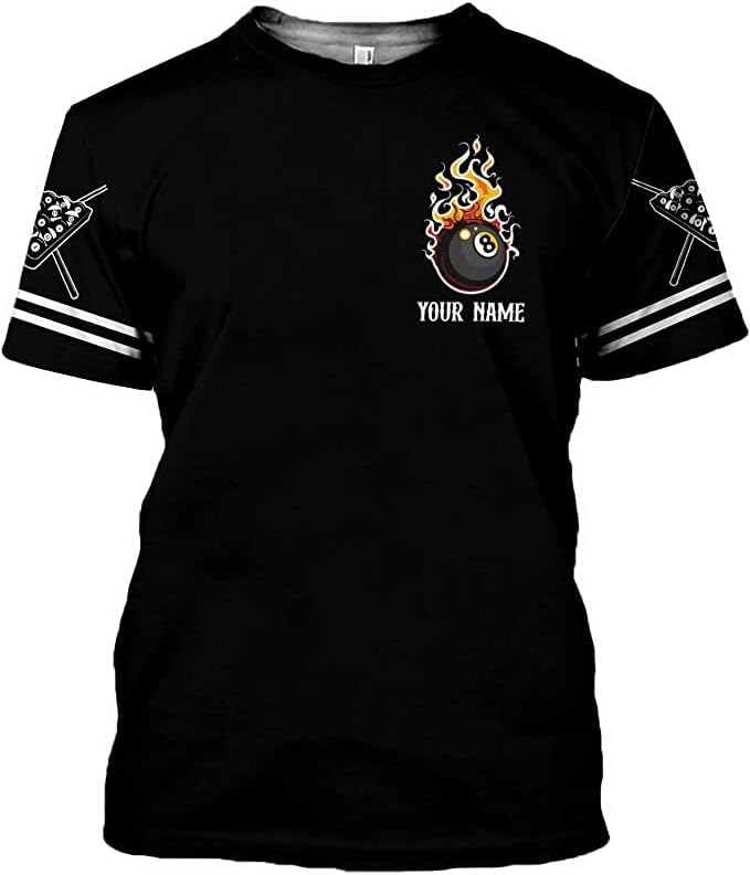 AOVL Personalized Billiard Shirts 3D Billiard Shirt Custom Billiard Flag Shirt Men's Pool Billiards Shirt 8 Ball Men Women