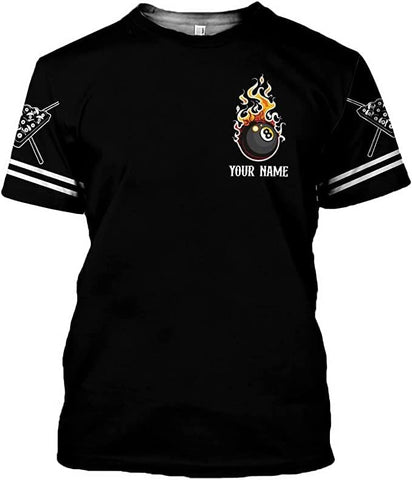 AOVL Personalized Billiard Shirts 3D Billiard Shirt Custom Billiard Flag Shirt Men's Pool Billiards Shirt 8 Ball Men Women