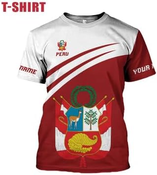 MAPrints Personalized Name Peru Shirts for Men and Women, Custom Peru 3D Tshirt, Peru Flag Pride Shirt, Peruvian Camisa Shirt