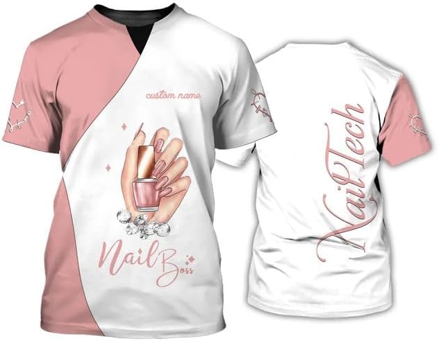 Personalized Hustler Uniform 3D T-Shirt, Custom Name Nail Art Shirt, Gift for Nail Artist