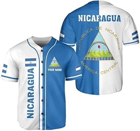 AOVL Personalized Nicaragua Baseball Jersey, Custom Nicaragua Baseball Jersey for Men & Women, Nicaraguan Camisas Shirt