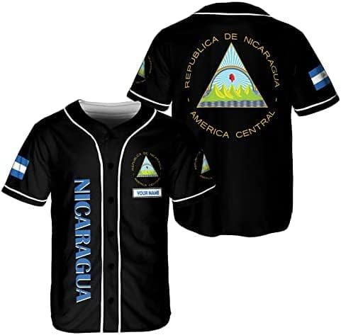 AOVL Personalized Nicaragua Baseball Jersey, Custom Nicaragua Baseball Jersey for Men & Women, Nicaraguan Camisas Shirt
