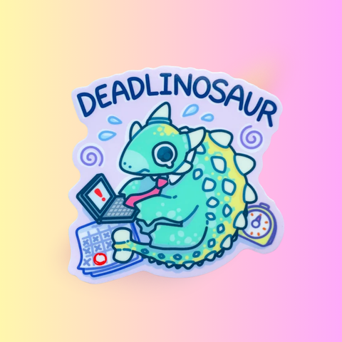 Deadlinosaur Sticker | Business Deadlines Office Humor Dinosaur Design | Sticker for Laptop, Water Bottle, Tired Worker Vibes