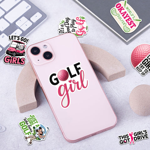 (10PCS) Cute Golf Girl Stickers 3in, Cool Sport Golf Stickers for Laptop water bottle Scrapbooking, Golfing Stickers, Golf Decorations for Party