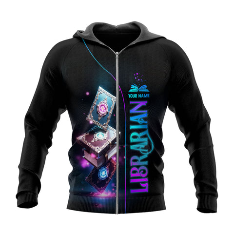 Personalized Librarian 3D Shirt with Name, sweatshirt hoodie zip hoodie Librarian 3D shirt for Women Men