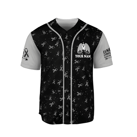 Personalized Name Lung Cancer Jersey, Lung Cancer Awareness Baseball Jersey for women men