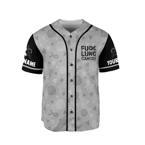 Personalized Name Lung Cancer Jersey, Fck Lung Cancer Awareness Baseball Jersey for women men