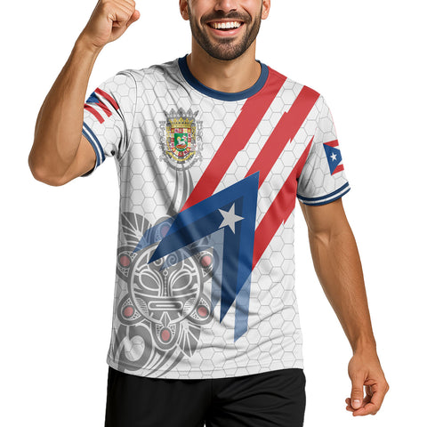 Personalized Puerto Rico Soccer Jersey, Men Quick Dry Shirt Printed Hispanic Heritage Month Boricua Rican Flag, Football Uniforms for Team