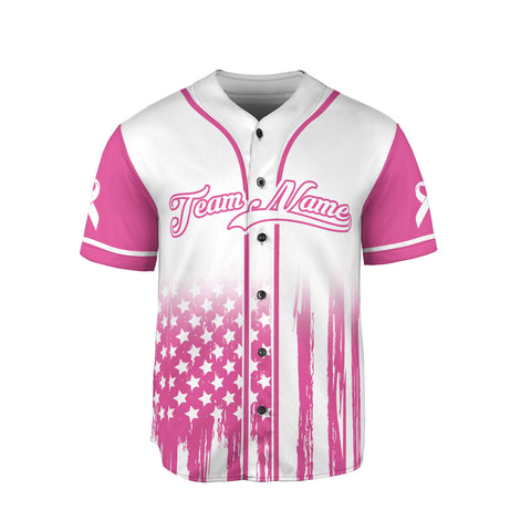 Personalized Name and Team Name Number America Breast Cancer Baseball Jersey, Breast Cancer Survivor Pride shirt