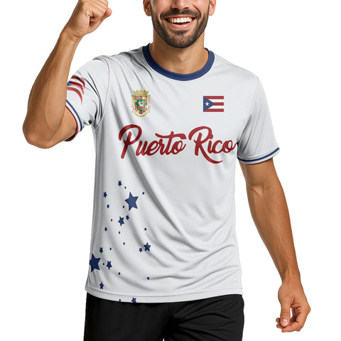 Custom Puerto Rico Soccer Jersey with Name Number, Men Quick Dry Soccer Jersey, Football Uniforms for Team
