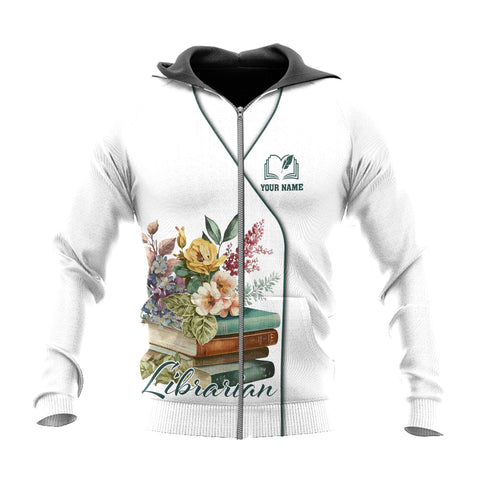 Custom Name Librarian 3D T Shirt for women, sweatshirt hoodie zip hoodie Librarian 3D shirt