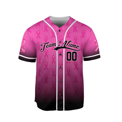 Personalized Name Team Name Number Breast Cancer Baseball Jersey, Breast Cancer Survivor Pride shirt for women men