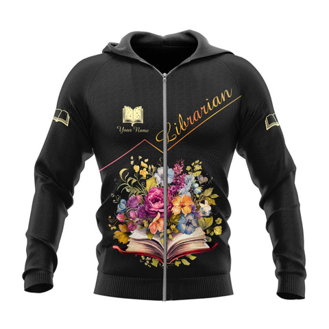 Custom Name Librarian 3D Shirt for women, sweatshirt hoodie zip hoodie Librarian 3D unisex shirt