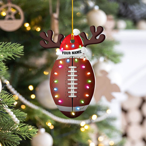 Personalized Football Ornament, Football Player Acrylic 2D Shape Flat Ornament, Football Helmet Ornament, Sport Lovers Ornaments, Christmas Pine Tree Hanging Gift