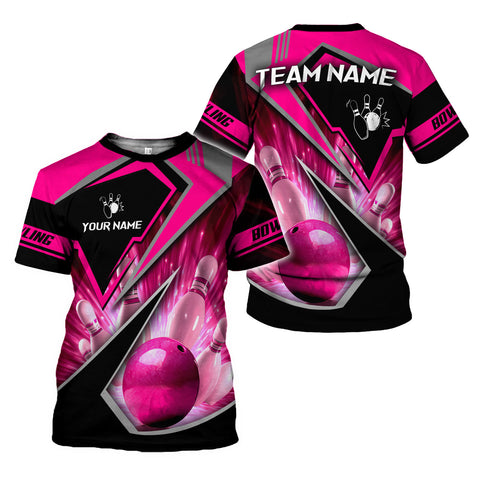 Personalized Bowling 3D Shirt, Custom Team Name and Name Bowler Gift shirt, 3D All Over Printed Shirt for Men Women