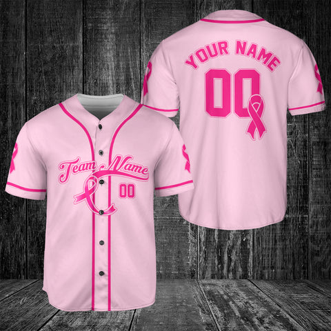 Customized Name Team Name Number Breast Cancer Baseball Jersey, Breast Cancer Survivor Pride unisex shirt for women men