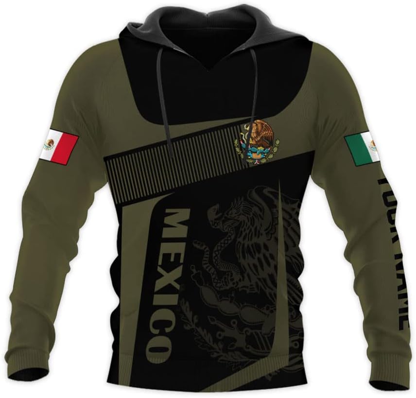 Mostprints Personalized Name Mexican Hoodie 3D, Customized Mexican Hoodies for Men, Unisex Mexico Hoodie, Mexico Hoodies for Men