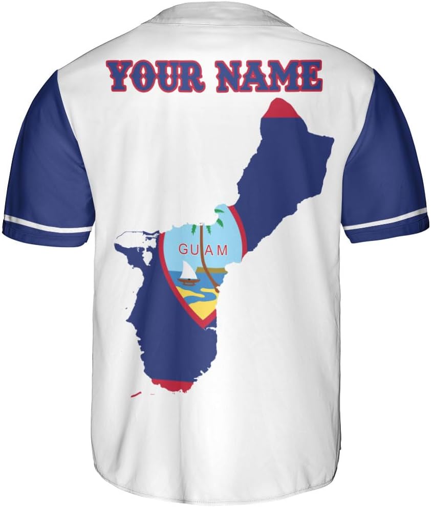 Leprints Personalized Guam Baseball Jersey Shirt, Guahan Flag Jersey, Guam Islander Pride Jersey for Men and Women