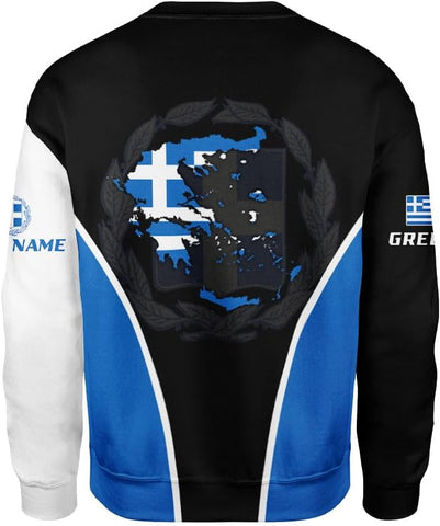 Suseaz Personalized Greece Hoodie Greek Coat of Arms Flag Grecian 3D Sweatshirt Greece Zip Hoodie Grecian Pride Gift Shirt