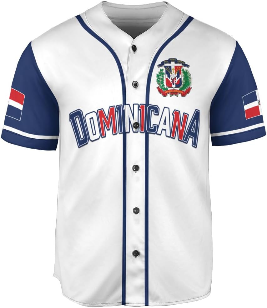 Custom Dominican Jersey for Men Dominican Baseball Jersey Dominican Baseball Jersey Dominicana Shirt Dominican Flag Jersey